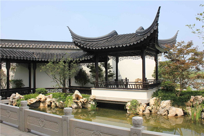 苏州古典园林绿城桃花源中式别墅院落区景观设计景观设计zoscape园林