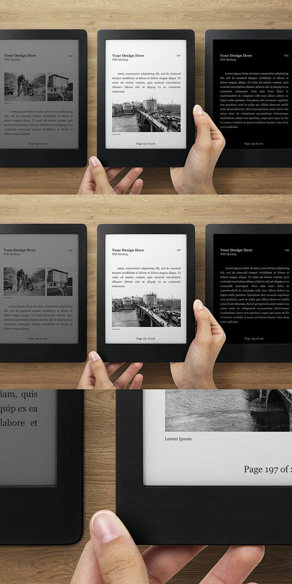 手持电子书kindle阅读器样机psd