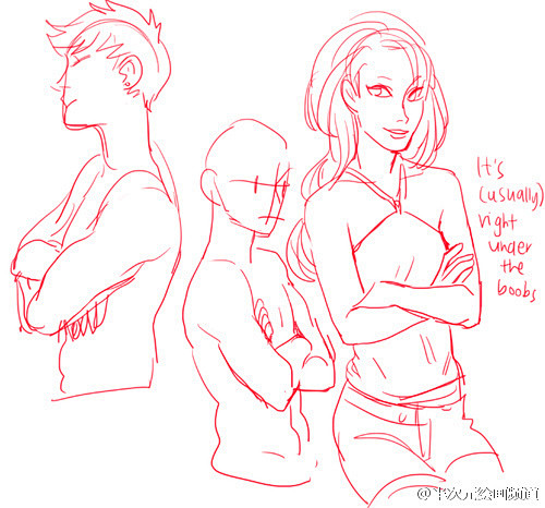 抱胸姿势绘制参考flyt漫画教程