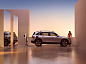Electric Car family reflection sunset architecture automotive   gold SKY warm colors