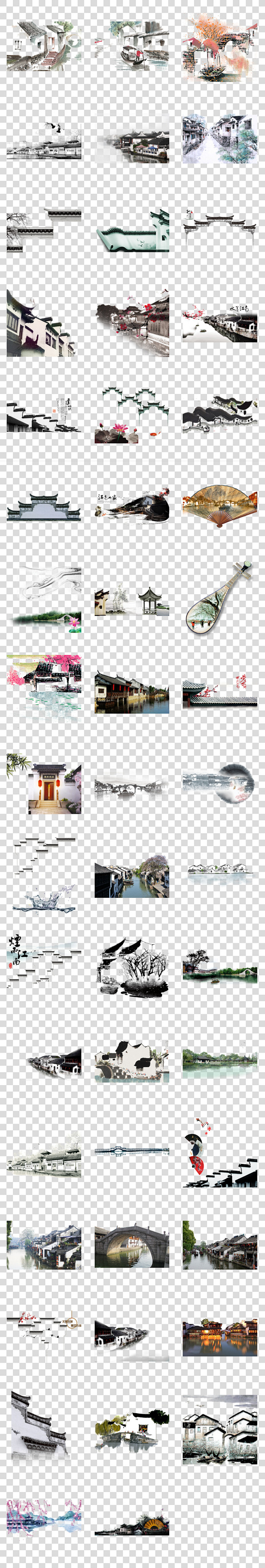 免抠元素格式免扣设计模板大全苏州杭州周庄乌镇江南水墨江南水乡水墨