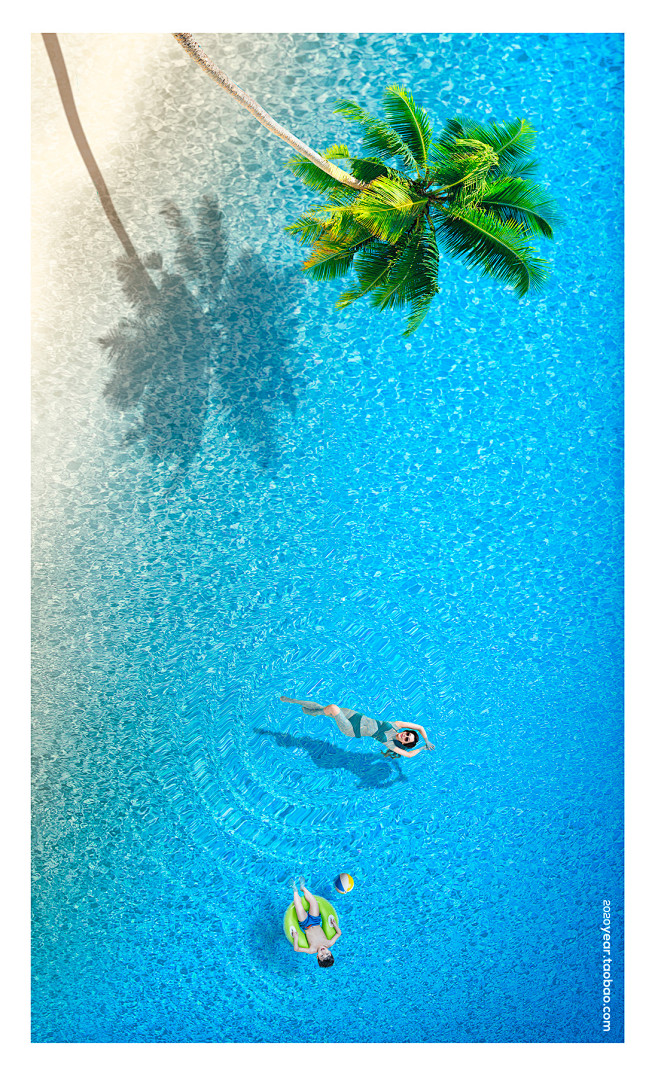 夏季蓝色大海游泳泳池度假海岛海报psd源文件