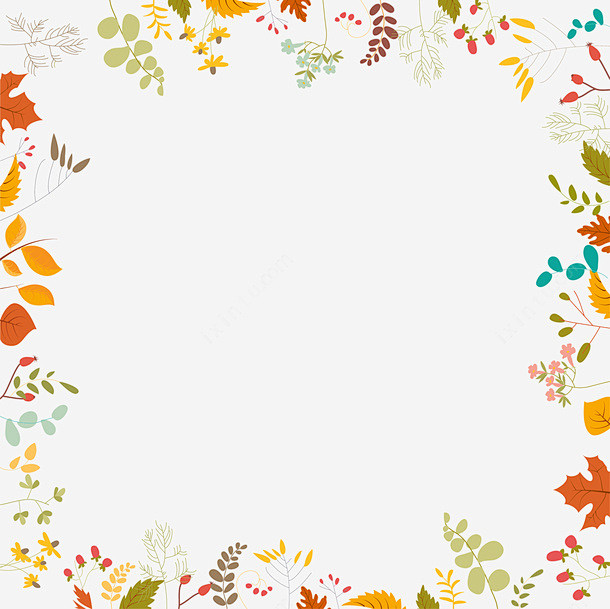 树叶边框新图网树叶花纹边框树叶装饰边框植物边框矢量图元素免抠png