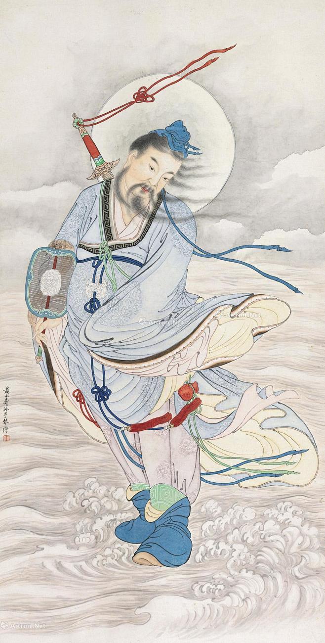 0330仙人渡水立轴设色纸本