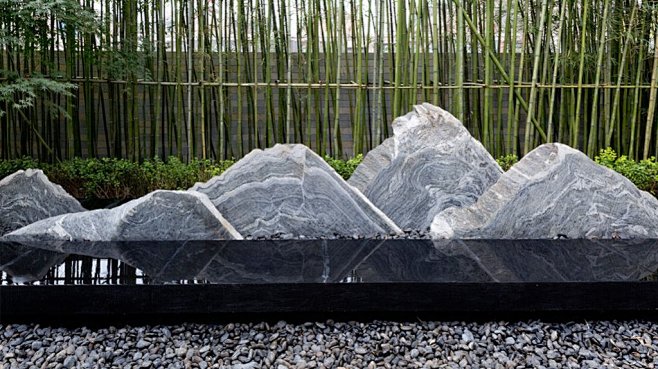 景石-花瓣网|陪你做生活的设计师 | 格调竹境新中式居住区景观|精景