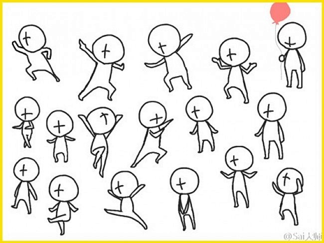 可爱q版卡通人物动作姿势分解图简笔画人物结构图素材wwwyouyixcom