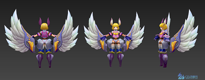新提醒王者荣耀孙膑时装模型天使之翼时装模型cg模型资源cg游麟网游戏