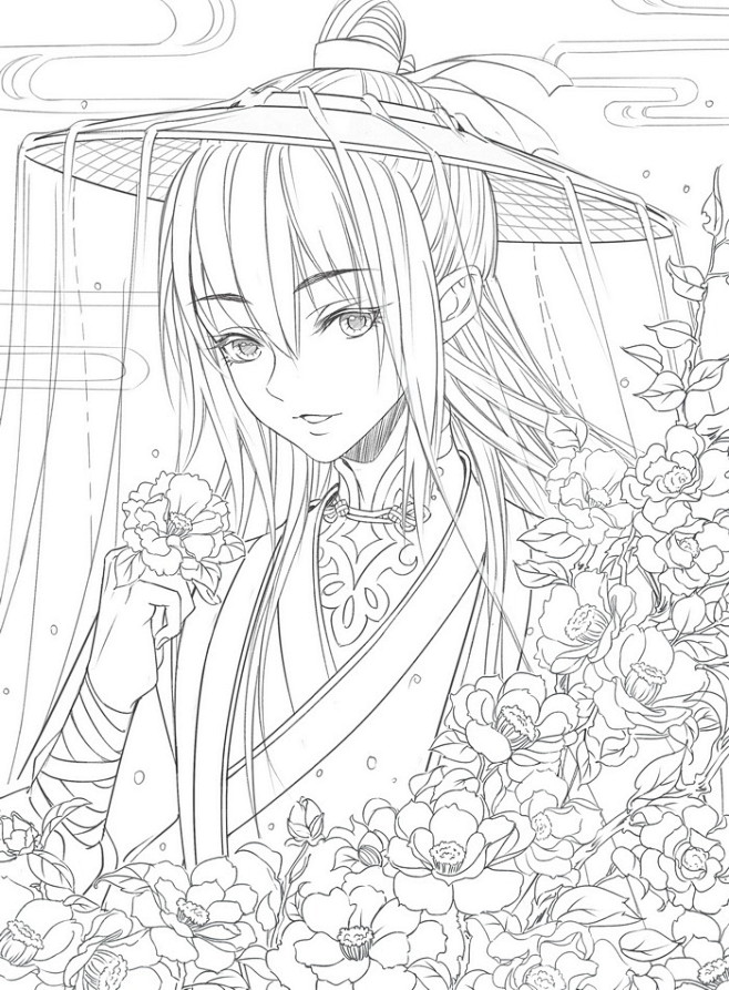 现货赠视频正版包邮思美人醉花颜唯美古风涂色线描集零基础手绘古风