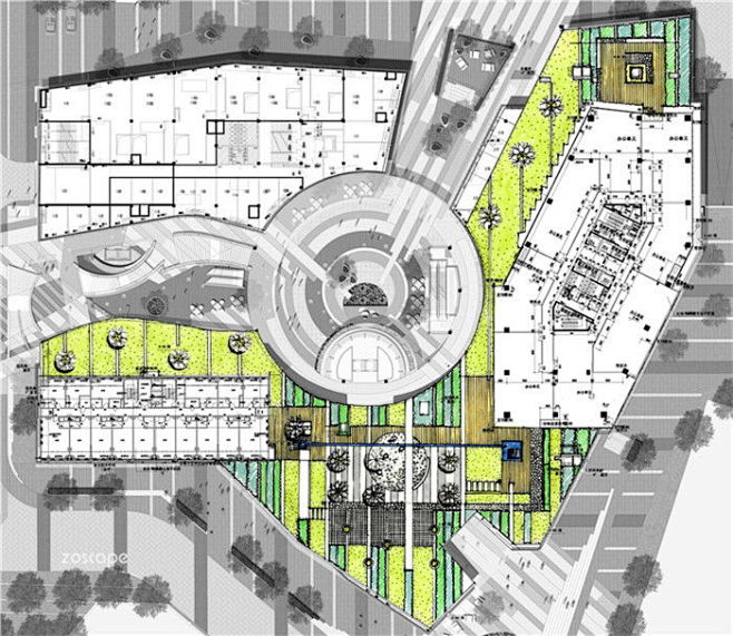 商业综合体写字楼屋顶花园园林景观设计平面图