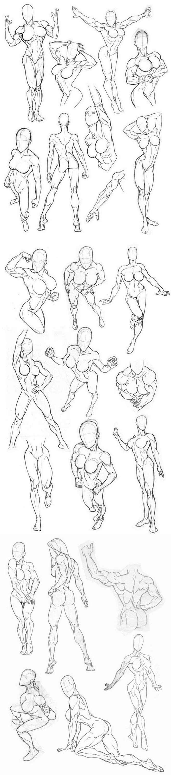 一组非常全面的动漫人物的各姿势集合,拿去练习吧,转需~动作帅气的