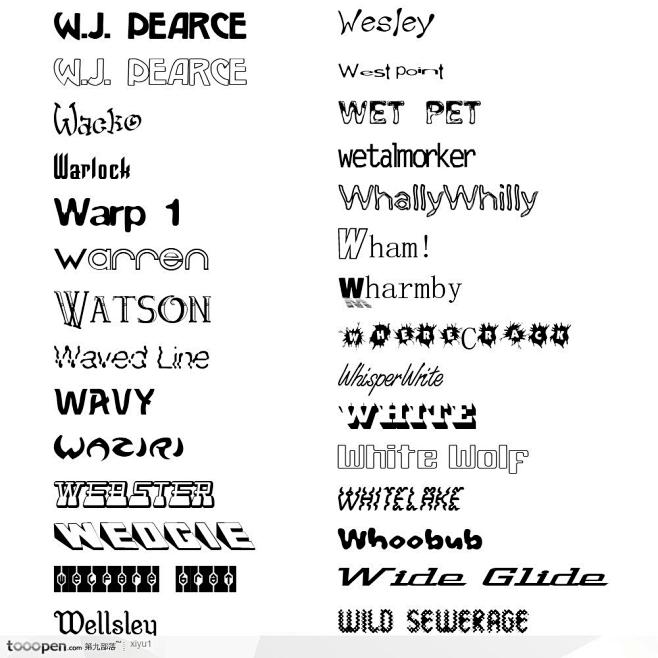 W开头英文字体