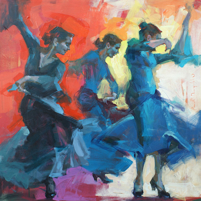 艺术家雷娜塔的丙烯画舞蹈弗拉门戈探戈欣赏临翔寒秋临翔寒秋