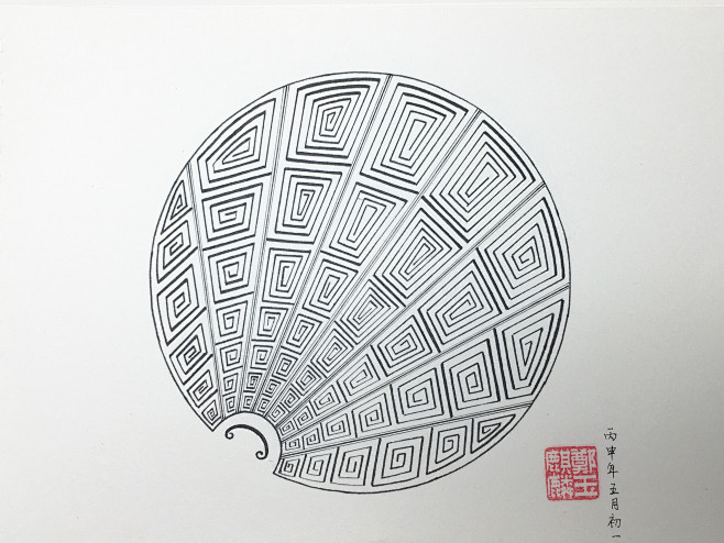 手绘纹样纹样设计回形纹中国传统纹样黑白画线描画