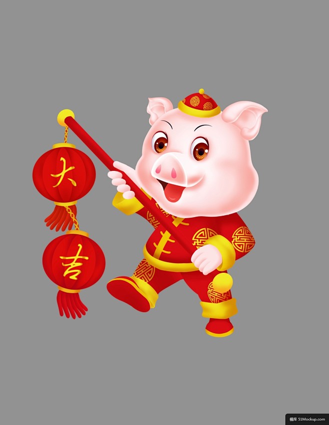 猪年卡通2019红色喜庆红包发财小猪030模板平面设计