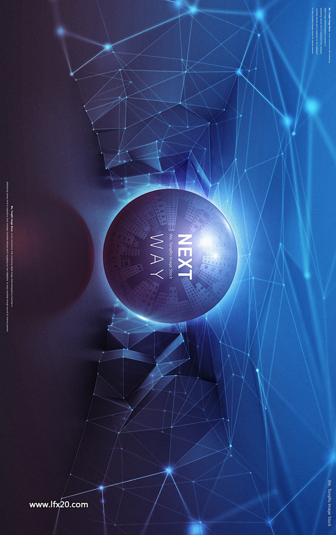 数字科技感未来城市蓝色数码世界地图海报psd分层素材科技未来乐分享