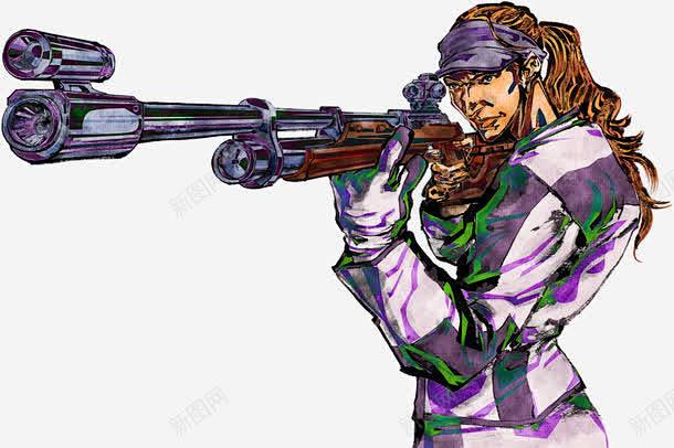 手绘射击运动员