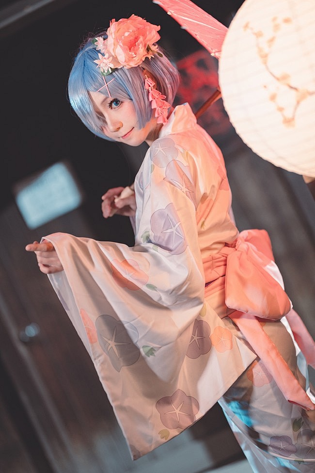 蕾姆牵牛花浴衣cos正片出镜花柒摄影洛半次元二次元爱好者社区