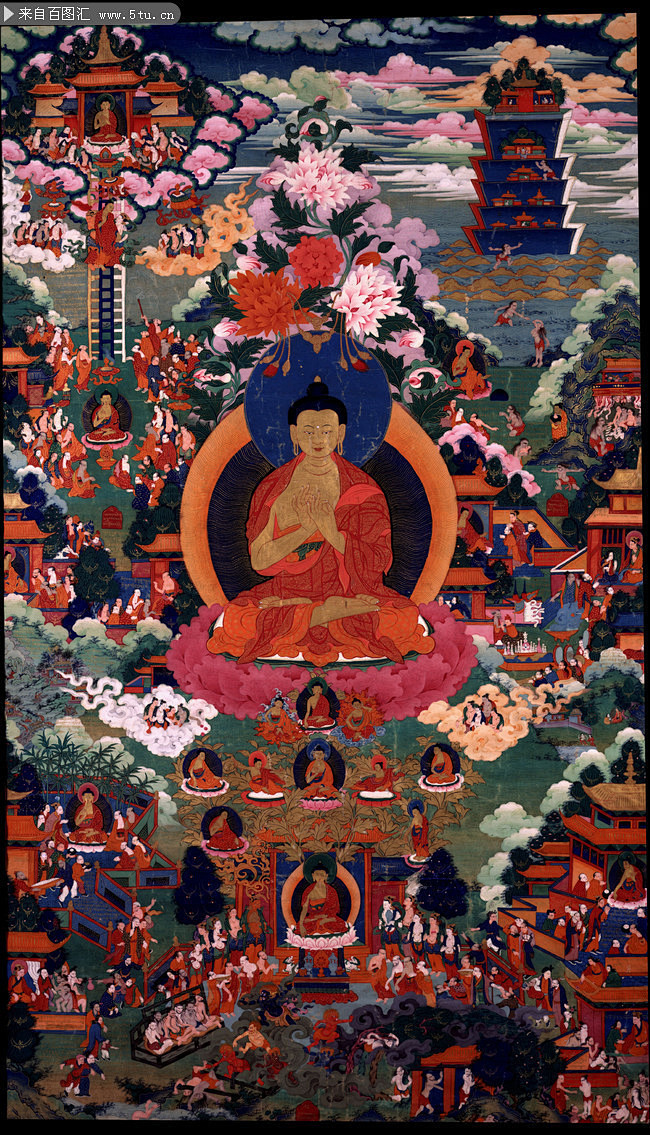 释迦摩尼佛说法图唐卡