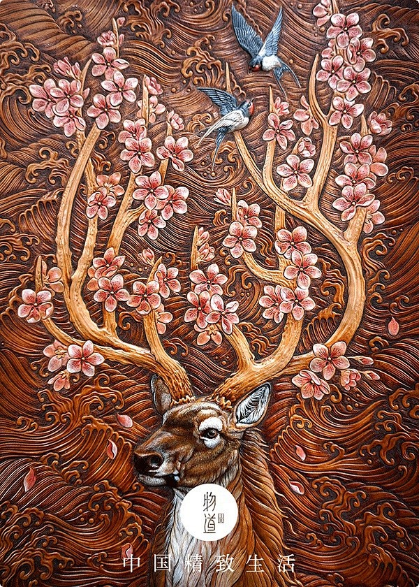 像蔡弘灏就在皮上雕出立体的中国画振翅欲飞蔡大师作品蔡泓灏皮雕皮雕