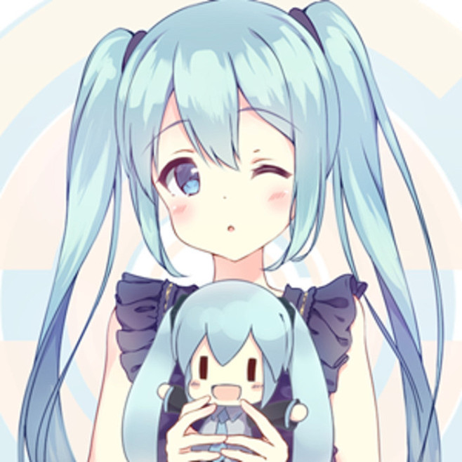 初音未來好可愛動漫女頭像長直藍髮