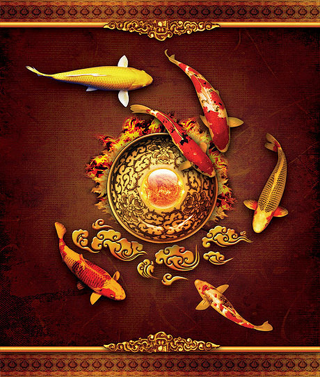 古典华丽锦鲤祥云psd矢量素材psd视觉中国下吧