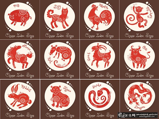 12生肖矢量素材12生肖剪纸素材生肖矢量图中国风生肖素材鼠牛虎兔龙蛇