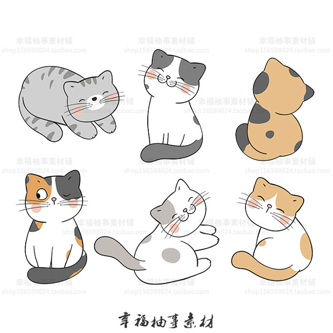 可爱卡通手绘简笔画小猫咪猫星人插画印刷高清图案矢量ai设计素材淘宝