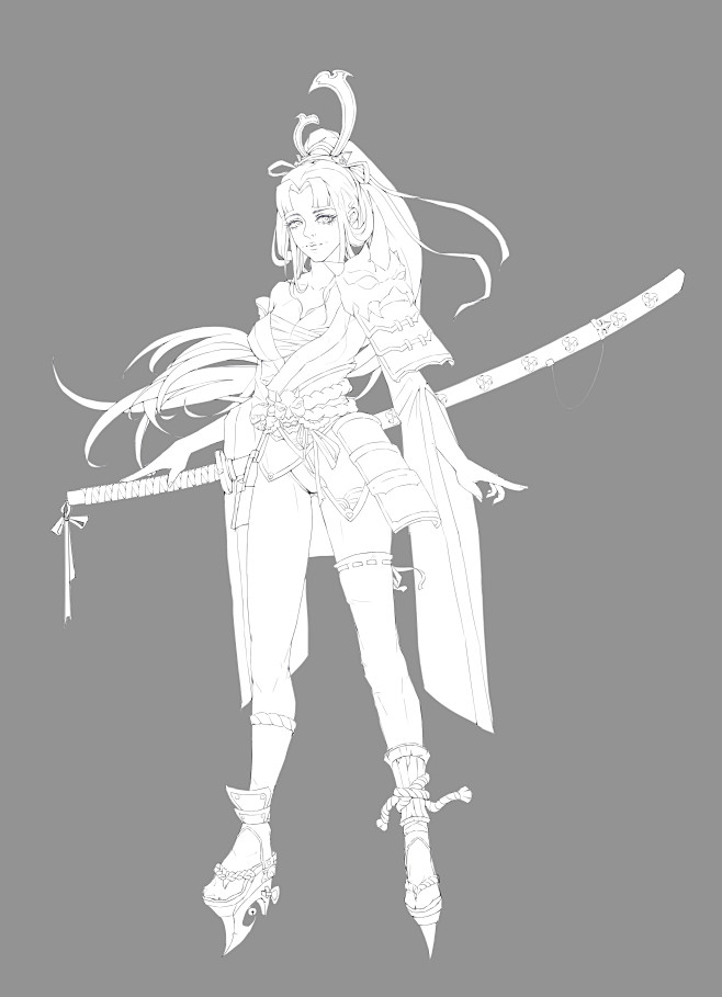 12:20:31武士 人设线稿速写 线稿 手稿桃-星该采集也在以下画板加载