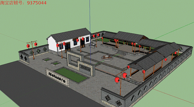 su模型美丽乡村广场农村民俗文化广场乡村街道sketchup模型su模型淘宝