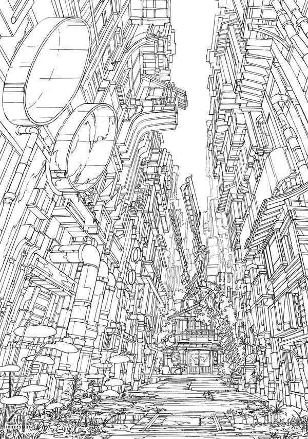 cg绘——场景线稿