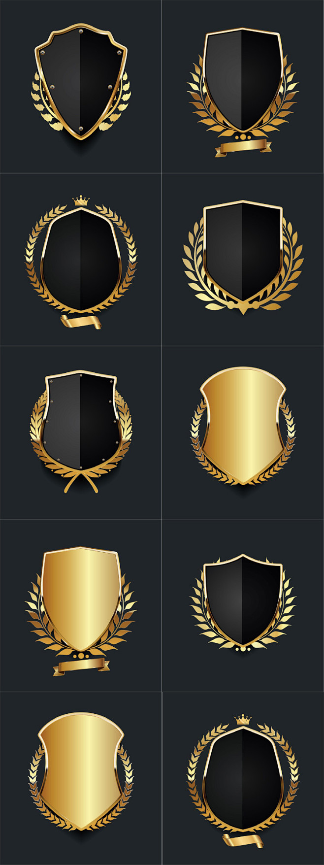 盾牌徽标麦穗标志背景豪华金色复古装饰元素ai矢量平面设计素材图矢量