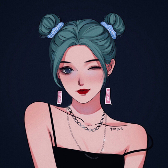 时尚辣妹手绘头像