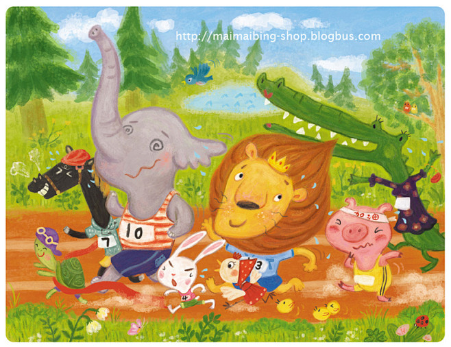 麦麦饼的插画动物运动会