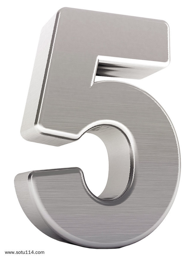 银色质感3d立体数字5