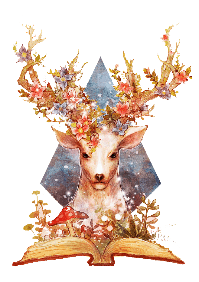 可下载创意水彩手绘鹿森林鹿角鹿头剪影麋鹿动物手绘小鹿创意鹿背景