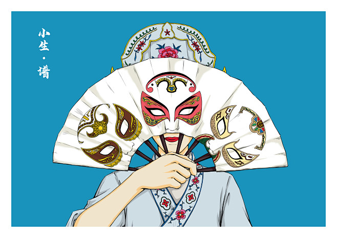 毕业设计#——"粤彩·装饰画设计" - 小生·谱粤剧文化,岭南文化