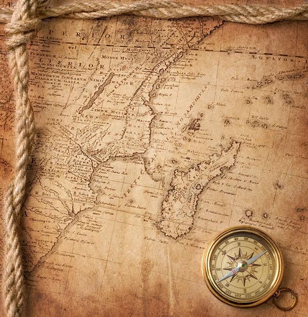 古老元素宝藏底纹背景指南针指针绳子罗盘背景花边航海航海地图藏宝图