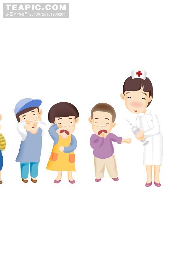 排队打针的孩子图片素材