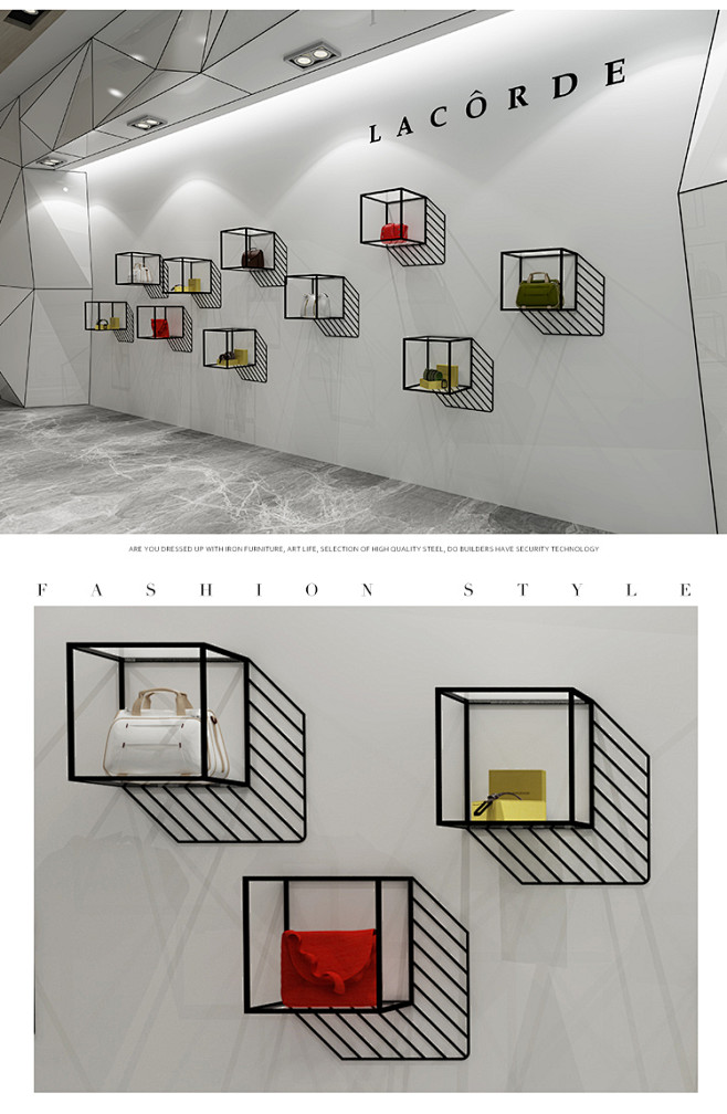 铁艺创意服装店挂式包包展示架橱窗精品陈列架个性上墙鞋货架展柜淘宝
