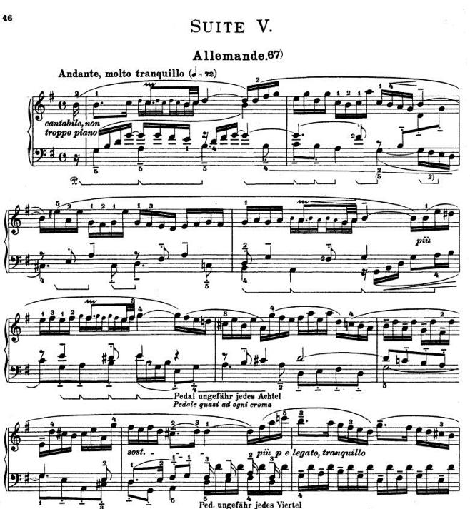 巴赫法国组曲第5组曲bwv816第五组曲全套有指法原版钢琴谱淘宝网