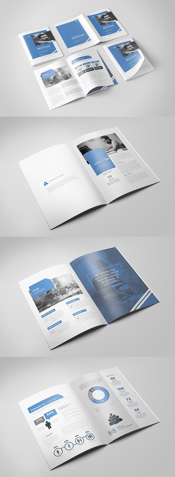 时尚简洁公司简介企业形象手册画册楼书杂志设计模板indd