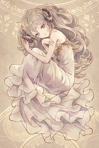 56コミティア111ポストカード/少女/羊角/角娘喜爱的插画三十三与二十