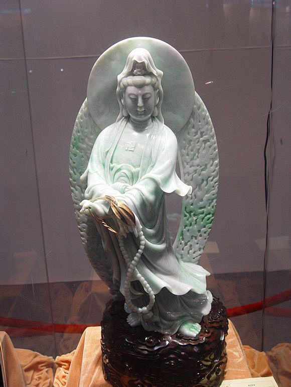 翡翠玉雕观音玉观音古董藏品饰品