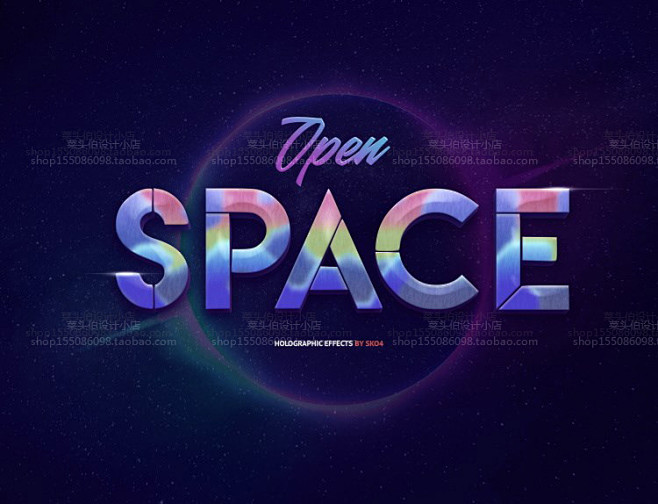 精品10款渐变蒸汽波科幻电影科技感字体特效psd海报logo设计素材淘宝