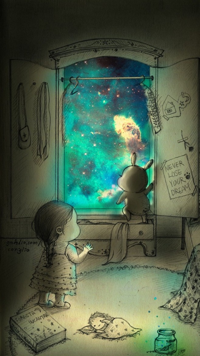 插画家coniglio小胖妮儿和兔子的手绘插画