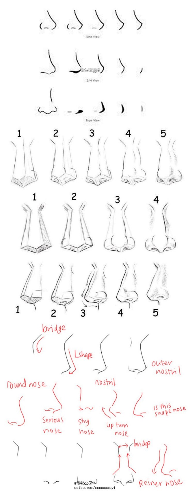 绘图五官之鼻3五官的鼻子sai板绘速写手绘零开始