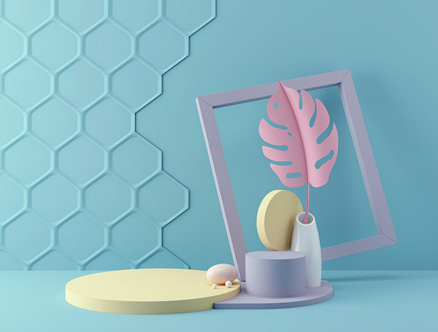 极简柔和的颜色背景与展台jpg