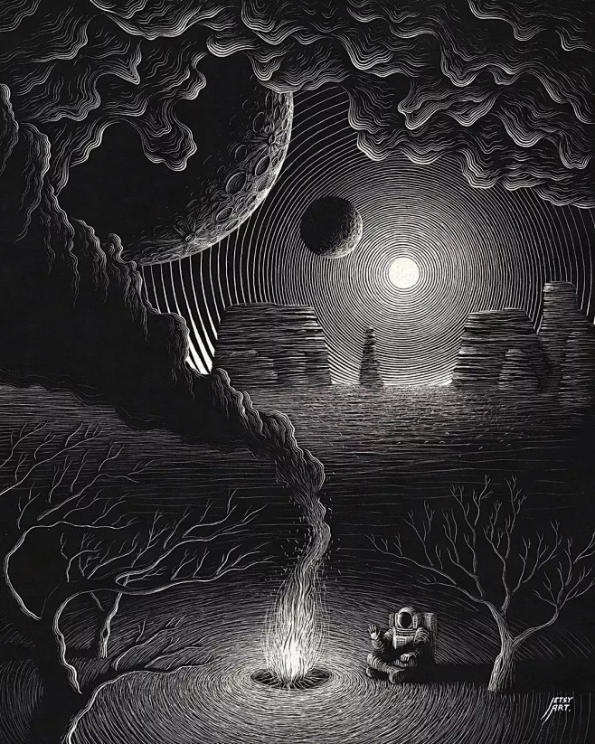 estcourt富有设计感的黑白画风作品 : 在黑暗中描绘光明,澳大利亚插画