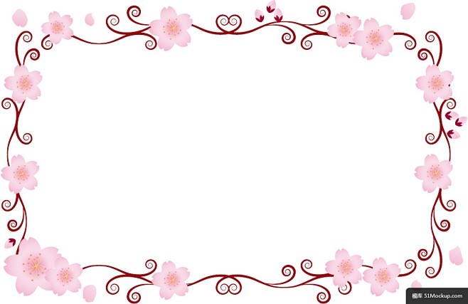 边框-花瓣网|陪你做生活的设计师 | 漂亮樱花背景模板免扣png