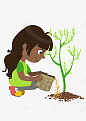 卡通小女孩施肥浇水植树节广告素 设计图片 免费下载 页面网页 平面电商 创意素材